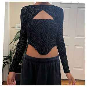 NWT White Fox Burnout Long Sleeve Bustier Crop Top Size XS Goth Whimsigoth